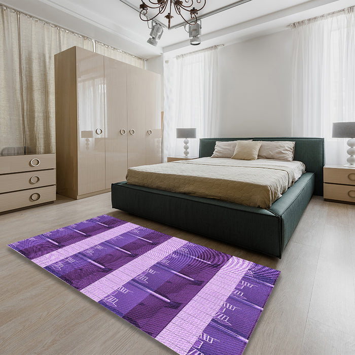 Patterned Purple Rug in a Bedroom, pat1099pur