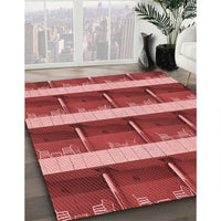 Patterned Pastel Red Pink Rug, pat1099rd