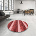 Round Patterned Pastel Red Pink Rug in a Office, pat1099rd