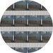 Sideview of Patterned Dark Gray Black Novelty Rug, pat1099