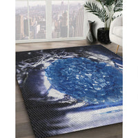 Patterned Blue Modern Rug, pat109