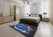 Patterned Blue Modern Rug in a Bedroom, pat109