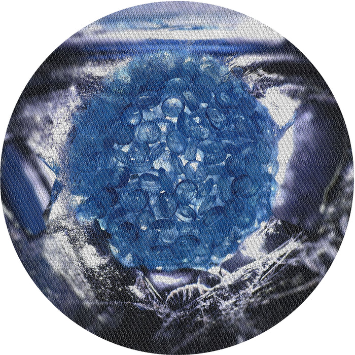 Sideview of Patterned Blue Modern Rug, pat109