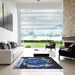 Square Patterned Blue Modern Rug in a Living Room, pat109