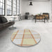 Round Machine Washable Transitional Champagne Beige Rug in a Office, wshpat10