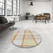 Round Patterned Champagne Beige Novelty Rug in a Office, pat10