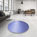 Round Patterned Sky Blue Rug in a Office, pat11blu