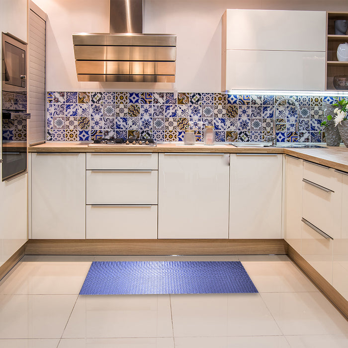 Patterned Sky Blue Rug in a Kitchen, pat11blu