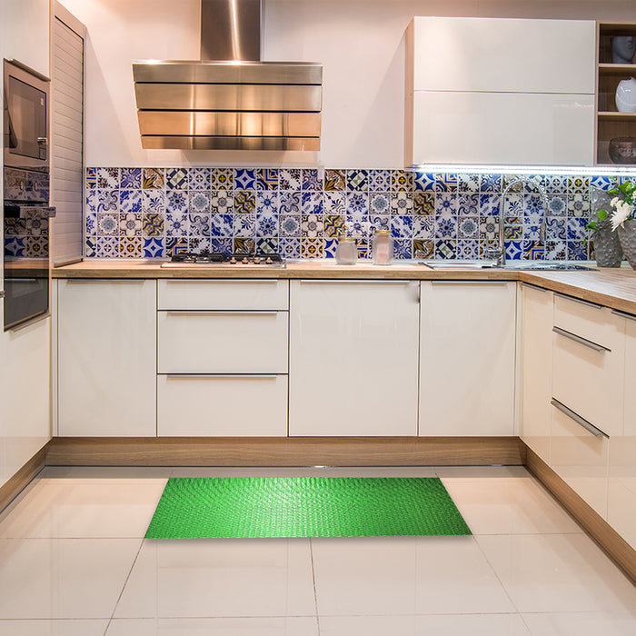 Patterned Neon Green Rug in a Kitchen, pat11grn