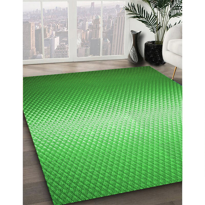 Patterned Neon Green Rug in Family Room, pat11grn