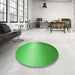 Round Patterned Neon Green Rug in a Office, pat11grn