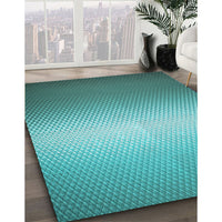 Patterned Dark Cyan Green Rug, pat11lblu