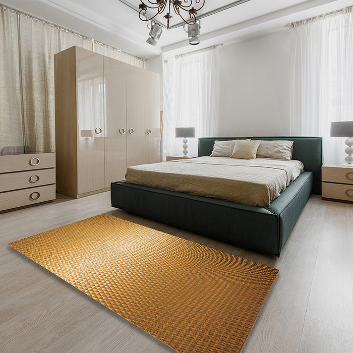 Patterned Orange Rug in a Bedroom, pat11org