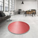 Round Patterned Red Rug in a Office, pat11rd