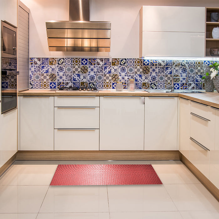 Patterned Red Rug in a Kitchen, pat11rd