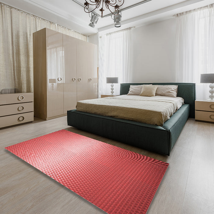 Patterned Red Rug in a Bedroom, pat11rd