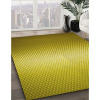 Patterned Dark Yellow Green Rug, pat11yw