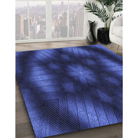 Patterned Royal Blue Rug, pat110blu