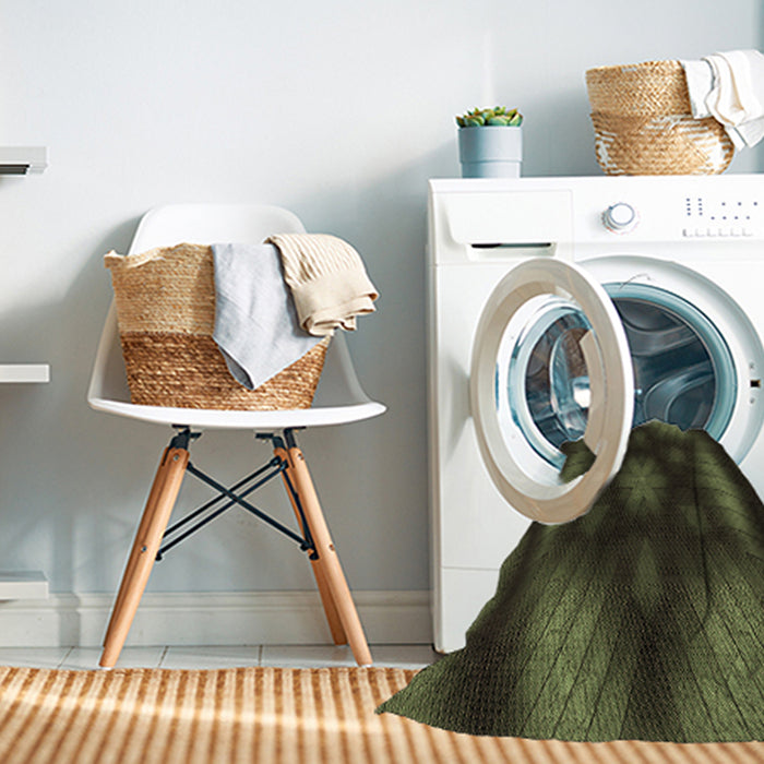 Machine Washable Transitional Fern Green Rug in a Washing Machine, wshpat110brn