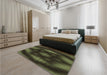 Patterned Fern Green Rug in a Bedroom, pat110brn