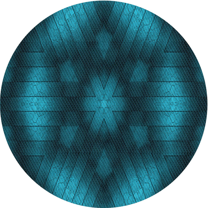 Square Patterned Dark Turquoise Green Rug, pat110lblu