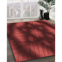 Patterned Maroon Red Rug, pat110rd