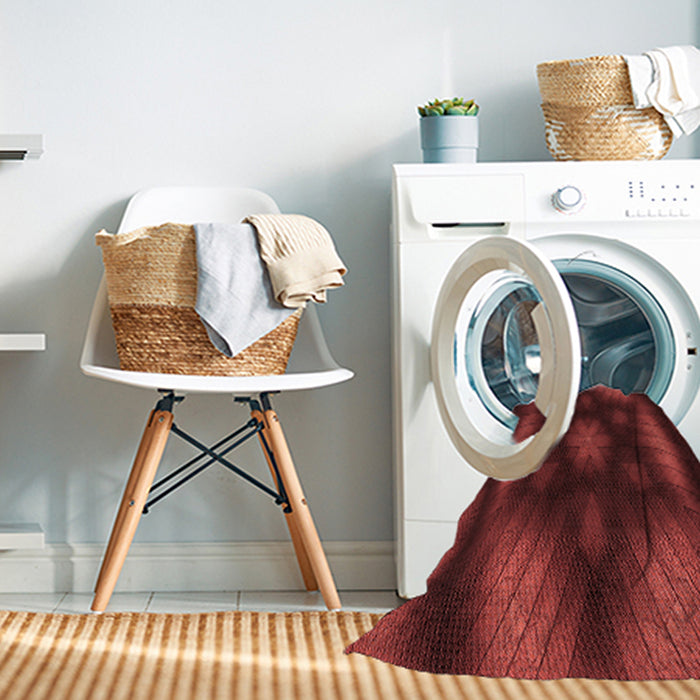 Machine Washable Transitional Maroon Red Rug in a Washing Machine, wshpat110rd