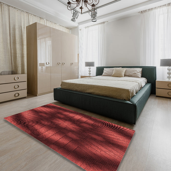 Patterned Maroon Red Rug in a Bedroom, pat110rd