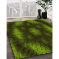 Patterned Dark Forest Green Rug, pat110yw