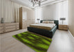 Patterned Dark Forest Green Rug in a Bedroom, pat110yw