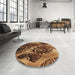 Round Patterned Orange Rug in a Office, pat1100brn