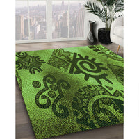 Patterned Dark Forest Green Rug, pat1100grn