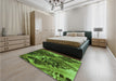 Patterned Dark Forest Green Rug in a Bedroom, pat1100grn