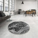 Round Patterned Gunmetal Gray Rug in a Office, pat1100gry