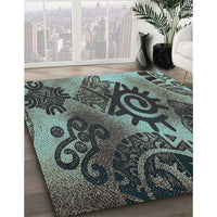 Patterned Dark Coffee Brown Rug, pat1100lblu