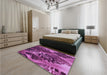 Patterned Crimson Purple Rug in a Bedroom, pat1100pur