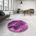 Round Patterned Crimson Purple Rug in a Office, pat1100pur