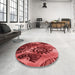 Round Patterned Red Rug in a Office, pat1100rd