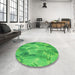 Round Patterned Neon Green Rug in a Office, pat1101grn