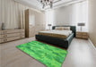 Patterned Neon Green Rug in a Bedroom, pat1101grn