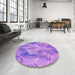 Round Patterned Violet Purple Rug in a Office, pat1101pur