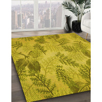 Patterned Dark Golden Brown Rug, pat1101yw