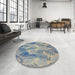 Round Patterned Silver Gray Novelty Rug in a Office, pat1101