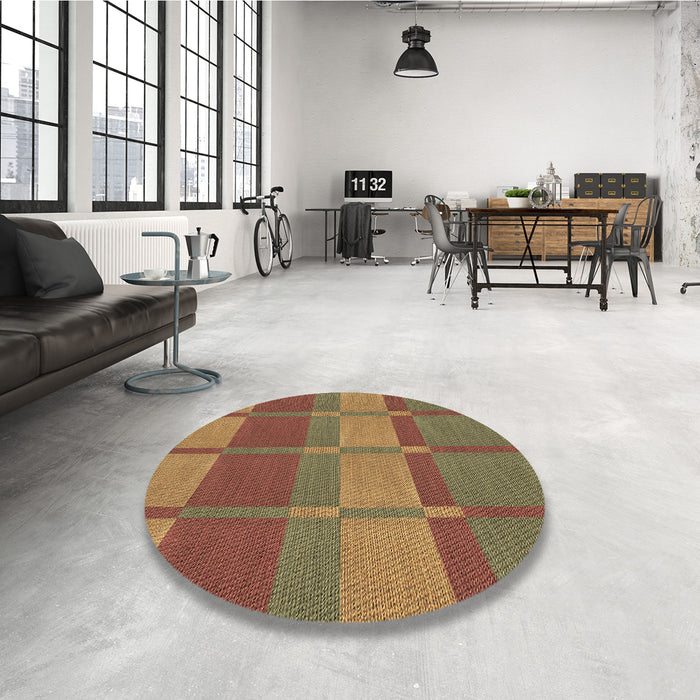 Round Patterned Saddle Brown Rug in a Office, pat1102brn