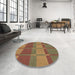 Round Patterned Saddle Brown Rug in a Office, pat1102brn