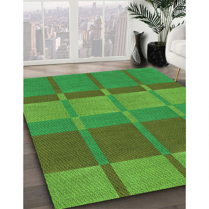 Machine Washable Transitional Neon Green Rug in a Family Room, wshpat1102grn