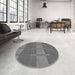 Round Patterned Gray Rug in a Office, pat1102gry