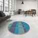 Round Patterned Purple Navy Blue Rug in a Office, pat1102lblu