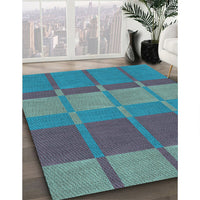 Patterned Purple Navy Blue Rug, pat1102lblu