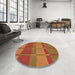 Round Patterned Orange Rug in a Office, pat1102org